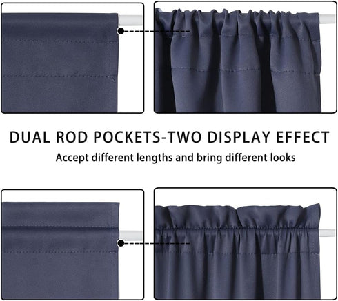 PANOVOUS Small Navy Door Window Curtain Panel for Front Door, Blackout French Door Curtain 25x40 Inch