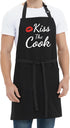 Funny Aprons for Women Men - Kiss the Cook Apron, Funny Chef Cooking BBQ Grill Aprons with 2 Pockets, Gift for Mom, Dad