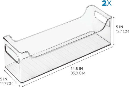 iDesign Plastic Organizer Bin with Easy Grip Handles, Set of 2, 14.5" x 5" x 5", Clear
