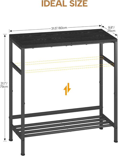 31.5" 2-Tier Homeiju Entryway Table Width, Console Table with Adjustable Shelves, Industrial Sofa Table with Storage