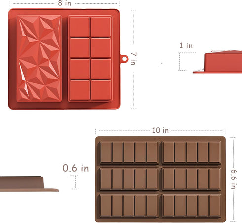 Hushiseek Molds,1 Inch 2PCS Dubai Chocolate Bar Deep Large and Thick Silicone Chocolate Molds Big Chocolate Candy Bar