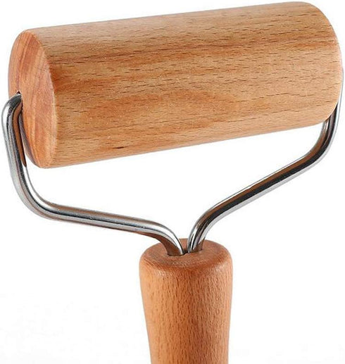 Lasenersm 1 Piece 9.5cm Wide Wooden Pastry Pizza Roller Brayer for Baking and 5D Diamond-Paint Art