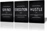 BWSPACE Grind Hustle Execution Wall Art, Motivational Wall Decor, Office Pictures Posters, 3 Pieces Framed Canvas Prints