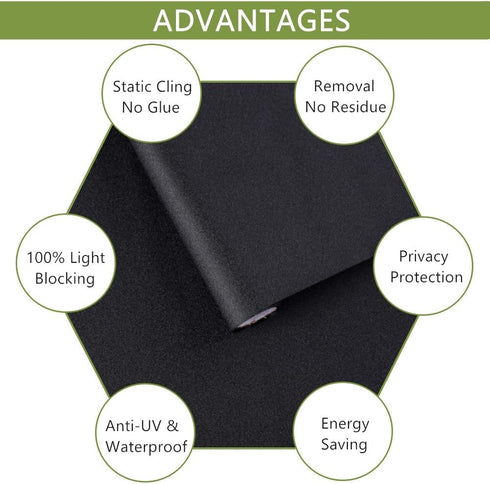 VELIMAX Static Cling Total Blackout Window Film, 100% Light Blocking, No Glue, 29.5 x 78.7 inches