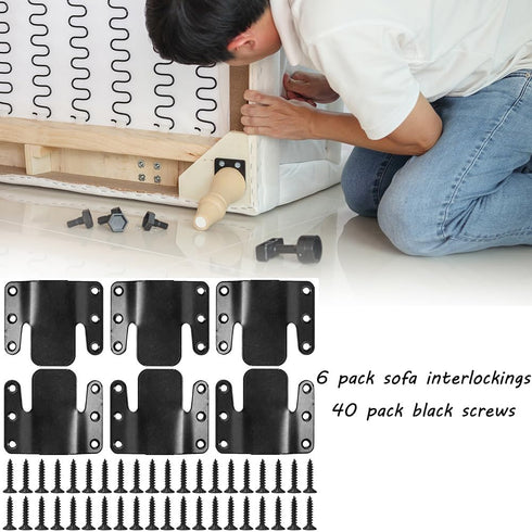 Sofa Interlock Sectional Couch Connector Bracket, Universal Furniture Interlocking Photo Frame Mirror Inter Lock 6 Pack