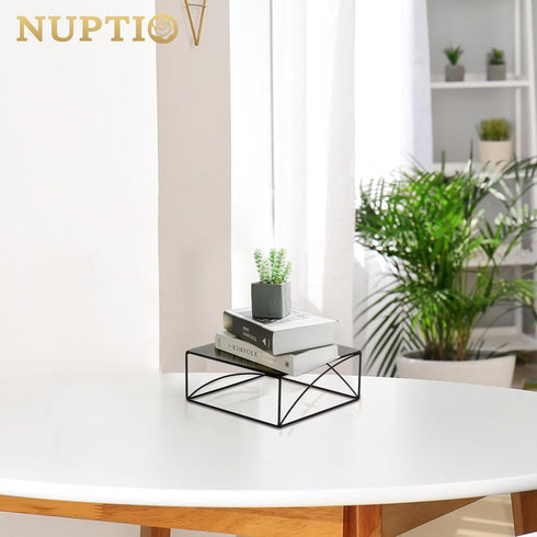 NUPTIO Cake Stand Cupcake Display Metal Dessert Pedestal Stands Food Riser Black Display Plate for Party Halloween