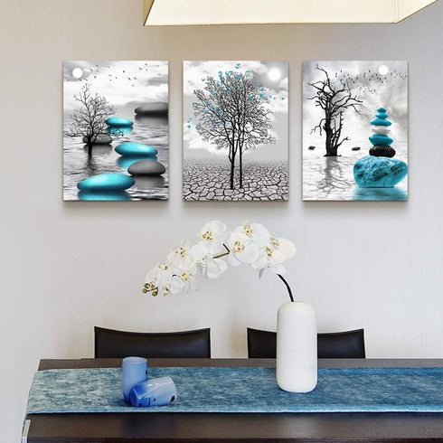Canvas Wall Art for Living Room - Black and White Paintings - Modern 3 Piece Framed Art Prints for Home Decor