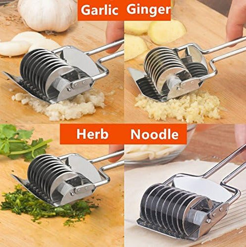Pasta Noodle Cutter Stainless Steel Pasta Spaghetti Maker Noodle Lattice Roller Dough Cutter Mincer Kitchen Tool