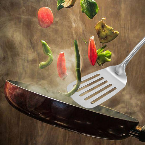 Stainless Steel Kitchen Utensil Set, 4 Pcs Cooking Cookware Set with Heat Resistant Wooden Hand