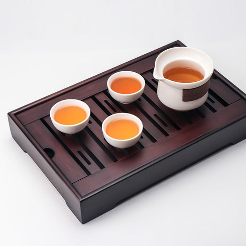 Lyty 13.6 8.9 inch Set Bamboo Chinese Tea Tray - x Japanese Tea Serving Tray, Gongfu Tea Table with Reservoir Type