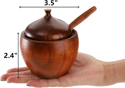 DEAYOU 3 Pack Wood Salt Box Spice Jar, Natural Wooden Salt Cellar with Lid and Spoon, Sugar Bowl Pepper Seasoning Container Holder Keeper for Kitchen, Serving, Condiment, Japanese Style by DEAYOU