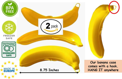 2 Pack Banana Keeper On The Go Outdoor Travel Case BPA-Free Fruit Protector Portable Banana Holder Cute Carrier Storage