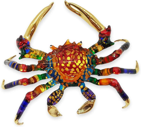 WitnyStore 6" Red Rainbow Crab Artistic Blown Glass Figurine Premium Hand-Blown Statue
