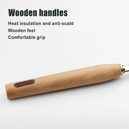 Spider Strainer, 7.9-Inch Extra Large Cooking Spider Spoon with Wood Handle, Stainless Steel Utensil