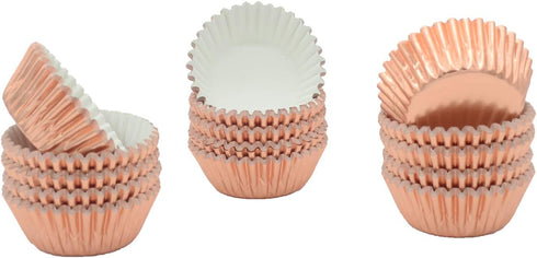 Mini Rose Gold Foil Cupcake Liners - 300 Count Muffin Baking Cups for Party and More