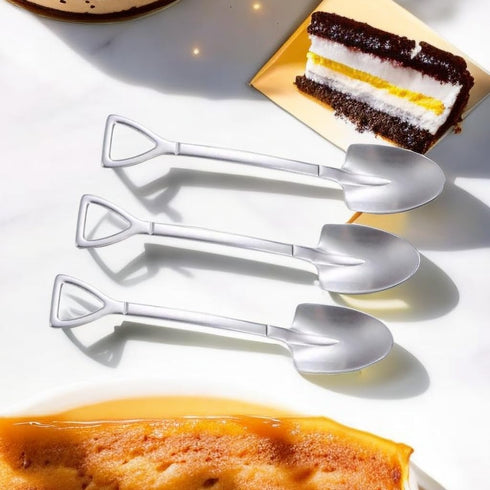 Smilesunus 10 Pcs Mini Shovel Spoons, Stainless Steel Dessert Spoons for Ice Cream and Yogurt