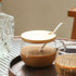 TREEWOO GOOD MORNING Clear Mug For Coffee Dessert Milk Tea Yogurt Round Glass Cup Handgrip Drinkware With Bamboo Lid