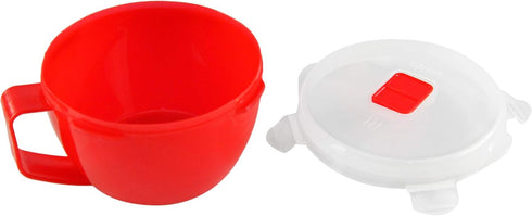 Home-X Microwave Soup Mugs with Lid - Set of 2, 32oz Capacity, BPA Free, Dishwasher Safe, Red