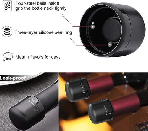 Wine Bottle Stopper 2 Pack with Twist Lock, Silicone Reusable Wine Sealer, Leak Proof Wine Toppers for Easy Storage,