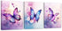 ARTZGX 3 Piece Purple Butterfly Canvas Wall Art Butterfly Pictures Wall Decor