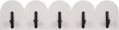 Sagebrook Home 24" White Wall Hooks - Elegant 5-Arch Design, Robust MDF and Iron, Home Organization Must-Have