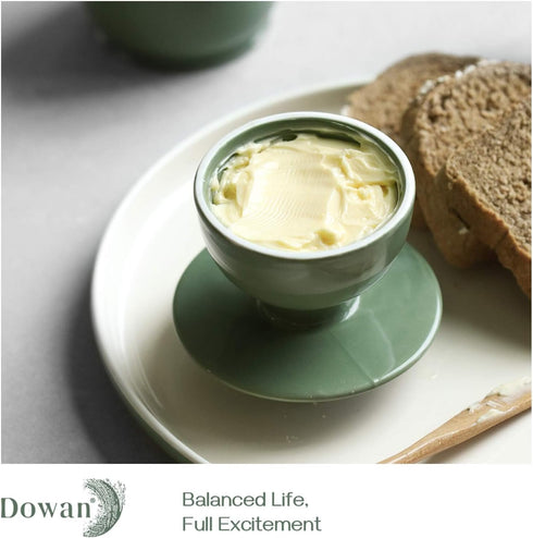 DOWAN Porcelain Butter Crock, Butter Keeper with Water Line, French Butter Dish for Soft Fresh Butter, Butter Container