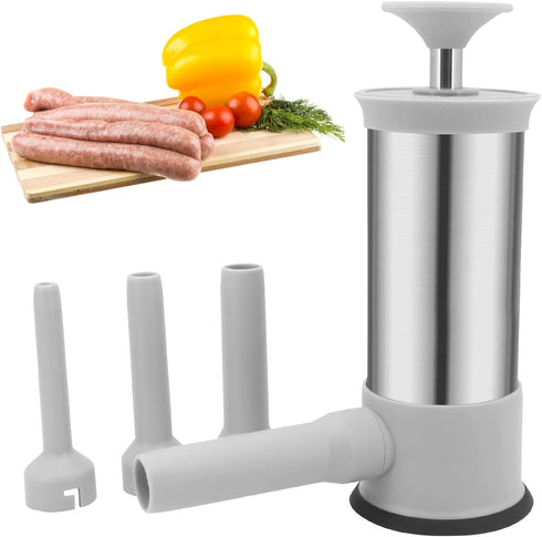 Bemodst Sausage Stuffer, Stainless Steel Manual Homemade Sausage Maker, hot dog Stuffer