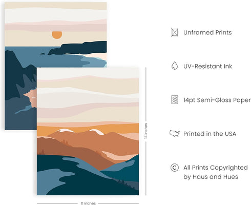 HAUS AND HUES Nature Wall Art Prints - Mid-Century Modern Landscape Mountain Decor