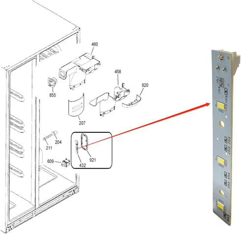1PK WR55X26671 Compatible Replacement LED Light Board for GE Refrigerators