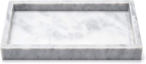 Noble Natural Marble Tray for Desktop, Kitchen, Vanity, Bathroom, Stone Organizer for Tissues, Candles, Soap (Cloud