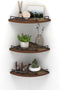 HORLIMER Floating Corner Shelf Wall Mount, Set of 3 Rustic Wood Corner
