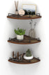 HORLIMER Floating Corner Shelf Wall Mount, Set of 3 Rustic Wood Corner