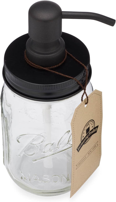 Jarmazing Products Mason Jar Soap Dispenser - Black, 16 oz Ball Mason Jar Liquid Dispenser for Kitchen & Bathroom