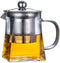 Glass Teapot with Stainless Steel Infuser & Lid, 550ML/19oz Borosilicate Glass Tea Kettle, Stovetop Safe for Blooming &