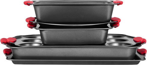 Set, 6-Piece, Sets VEVOR Baking Pans Nonstick Carbon Steel Cookware Sheets & Trays, Stackable Kitchen Oven Bakeware