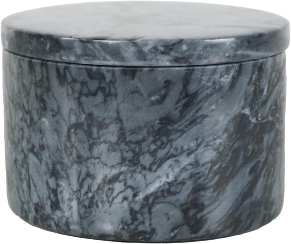HillSpring Marble Salt Cellar with Lid and Wooden Spoon, 4" Handcrafted Spice