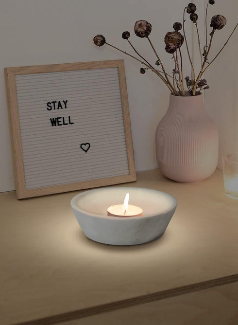 Serene Spaces Living White Marble Bowl - Decorative Multi-Purpose Catchall for Home Decor, Measures 2.25" Wide