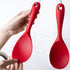 Silicone Rice Paddle Spoon Set of 2, Non-Stick Heat Resistant Kitchen Gadgets for Rice, Mashed Potatoes (Red)
