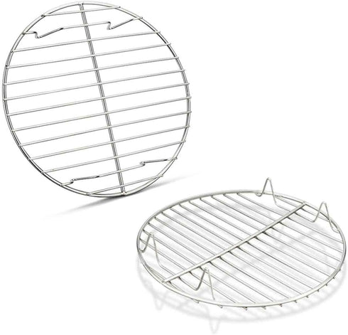 TeamFar Round Cooling Rack - Set of 2, 7½ Inch Stainless Steel Baking Steaming Roasting Rack, Healthy & Dishwasher Safe