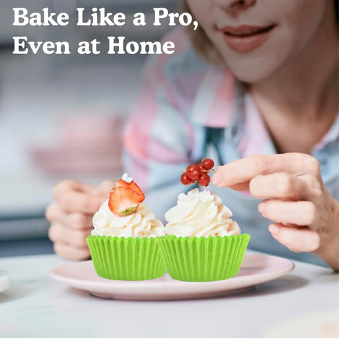 Regency Wraps Greaseproof Professional Grade Baking Cups - Pack of 40, Standard Liners, Lime Solid