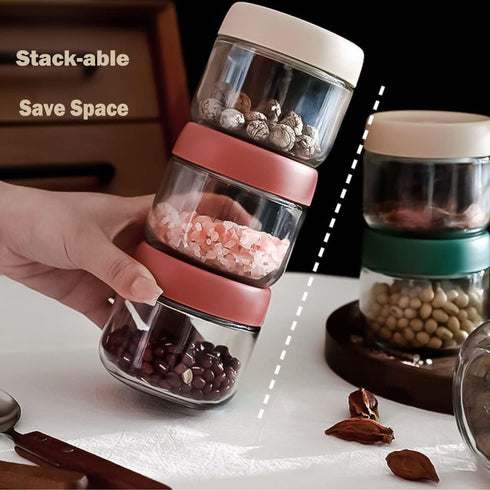 Povinmos 3Pack Lids,10oz Overnight Oats Containers with Glass Jar with Scew Lid,Salad Dressing Fruit Veggies Sauce