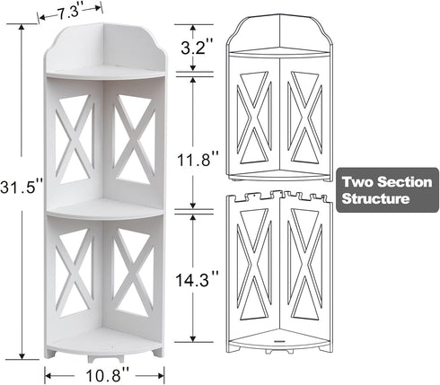 Waterproof Corner Shelf Stand, Storage Organizer for Bathroom, Perfect for Small Space, White Toilet Paper Stand