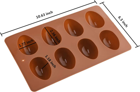 8 Cavity Silicone Egg Pan, Egg Shape Ice Tray, Set of 2 for Cake Decorating, Chocolate, Jello