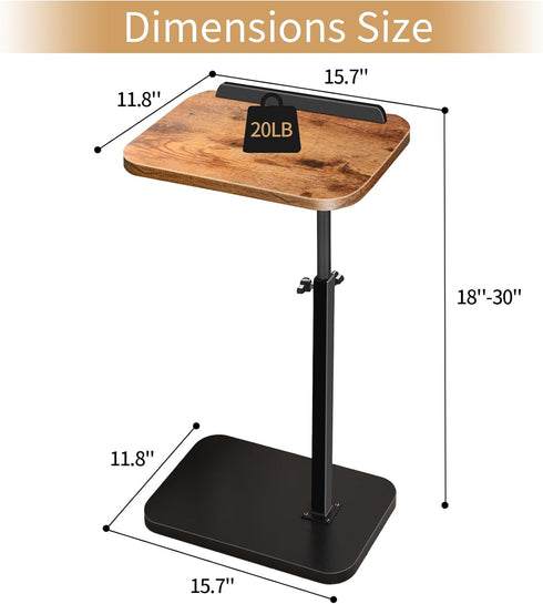 90 360 Small End Table Adjustable Height, Flip-Over Panel Side Table for Small Spaces Swivel TV Tray Couch Tables That