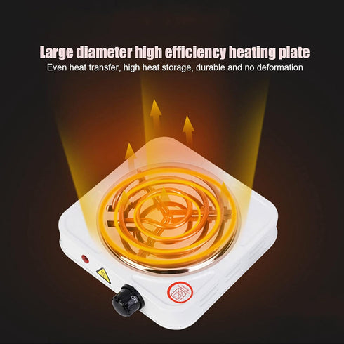 Electric Single Hot Plate Cooktop, 1000W Stainless Steel Portable Stove with Adjustable Temperature for Home Kitchen
