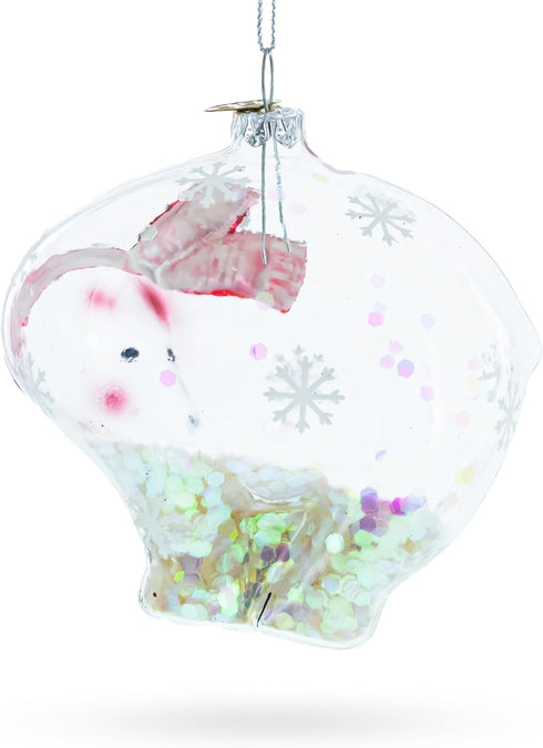 Clear Blown Glass Christmas Ornament Polar Bear