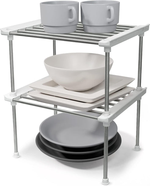 carrotez Cabinet Organizer Shelf, Set of 2 Stackable Kitchen Counter Shelves, Kitchen