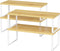 NEX Kitchen Cabinet and Counter Shelf Organizer, Stackable & Expandable, Set of 4, White and Natural, 7.7 x 15.6 x 6.2''