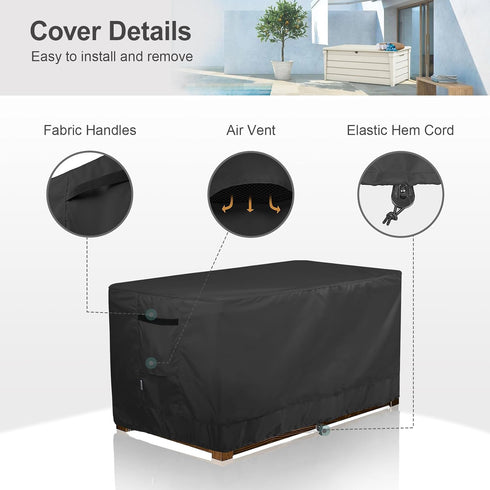 46L 22W 24H inch, Patio Deck Box Cover Waterproof Outdoor Rectangular Storage Bench Cover x x Black