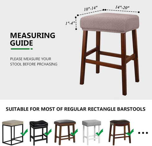 Lussenwert Set 2, Stool Covers Rectangular of Jacquard Vanity Stool Covers Stretch Washable Saddle Bar Stool Slipcover